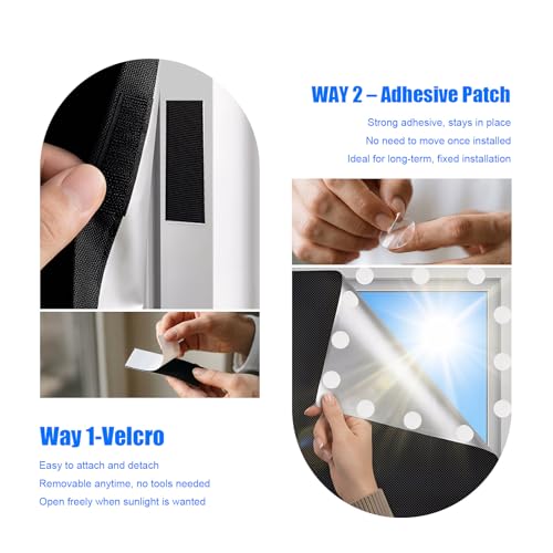 Alikiai Blackout Blinds 157" x 57", 100% Blackout Curtains for Window, 420D No Drill Portable Black Out Shades Film for Bedroom, Nursery Black Out Blinds for Baby Temporary, 12 Hook and Loop Tapes