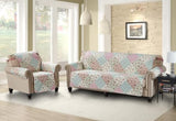 Brilliant Sunshine Pink and Green Roses Couch Recliner Cover, Patchwork Design, Sofa Cover for Dogs, Slip Resistant Furniture Protector with Strap, Washable Slipcover for Kids and Pets (28" seat)