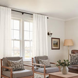 KOUFALL Linen Curtains 96 Inches Long 2 Panels Set, Boho Modern Farmhouse Decor Drapes for Living Room, 8FT Cream Ivory Natural Pottery Earth Tone Sheer Floor to Ceiling Curtains for Barn Furniture
