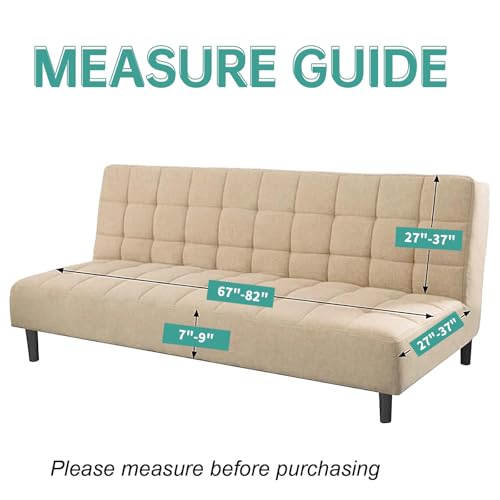 YEMYHOM Futon Cover Latest Jacquard Design High Stretch Armless Sofa Bed Slipcover Anti-Slip Furniture Protector with Elastic Bottom (Futon, Light Gray)