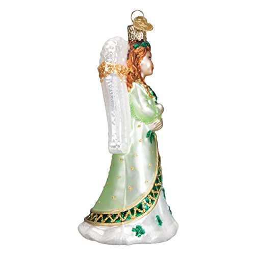 Old World Christmas Irish Angel Glass Blown Ornament for Christmas Tree, Handcrafted Holiday Decoration, Religion Collection