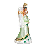 Old World Christmas Irish Angel Glass Blown Ornament for Christmas Tree, Handcrafted Holiday Decoration, Religion Collection