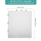 Changshade 6 Pack Temporary Shades, Pleated Paper Blinds for Indoor Windows Cut to Size Adhesive Paper Shades No Tools No Drilling for Office, Bedroom, Living Room,36" W x 72" H,White