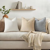 decorUhome Chenille Beige Velvet Throw Pillow Covers 26x26 Set of 2
