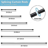 Black Curtain Rods for Windows 28 to 48 Inch, 5/8 Inch Small Curtain Rod For Bathroom, Living room, Kitchen (size：28-52 Inch)