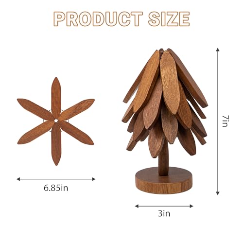 Yuoyar Wooden Tree-Shaped Trivets Set for Coffee Table, Kitchen