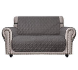 Ameritex Loveseat Cover Water-Resistant Quilted Furniture Protector with Back Nonslip Paws Slipcover for Dogs, Kids, Pets Loveseat Slipcover Stay in Place for Leather (54", Dark Grey)
