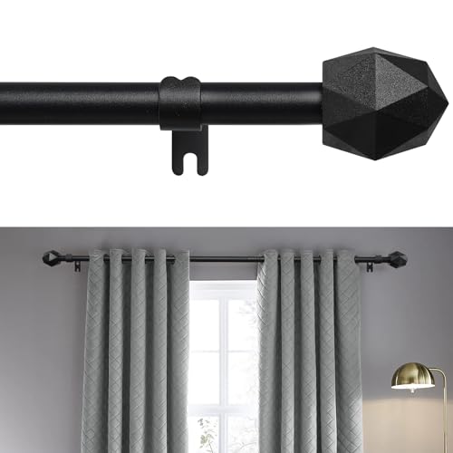 FLY HAWK Curtain Rods, 72" to 144" for Windows Curtain Rod Set, Modern Simplicity Decorative Style 5/8 Inch Metal Curtain Pole, Heavy Duty Drapery Rods with Brackets Black