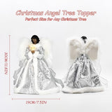 Angel Tree Topper with Lights and Remote Control, 12" Lighted Tree Toppers Christmas Decorations, Elegant and Durable, Perfect for Holiday Home Decor and Gifts, Black, WOKEISE
