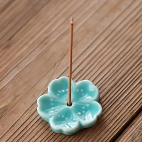 Set of 5, Japanese Mini Cherry Blossom Ceramic Incense Stick Holder or Incense Burner Holder, Handmade Cute Multicolour Unique Ash Catcher Inscent Tray and Decorative Gift, Home Decor, 1.7 inches