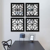 ZEXUIRU 4 Set Rustic Wall Mirrors for Bedroom Bathroom Living Room Entryway Wood Farmhouse Square Easy to Hang Framed Decorative Accent Hanging Wall-Mounted Mirror Set for Living Room - Black
