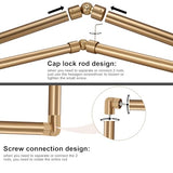 Warm Gold Bay Window Curtain Rods with Aluminum End Cap Finials and Brackets,Adjustable 36-72 Inch Center Rod for windows (24-68’’), 20-36 Inch Side Rods for windows (16-32’’),1 Inch Diameter