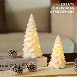 HOMCDALY 2 PCS White Small Christmas Tree with Lights, Mini Christmas Tree for Christmas Décor, Tabletop Xmas Tree Figurines, Christmas Decorations（Ceramic）