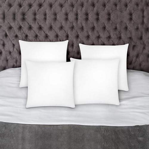 Covers & All Throw Pillow Inserts Only Pack of 4, Durable Soft Square 20 x 20 Inches 65 GSM Non-Woven Fabric with 15D Silicon Fiber Filling, Universal uses for Home Decor Office Indoor Outdoor