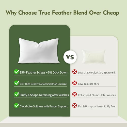 14"x24" Pillow Inserts Soft Feather Pillow Set of 1 Indoor Decorative Sofa Down Pillows Bed Pillows Couch Pillow