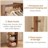Floor-Standing Solid Wood Rotating Coat Rack，360° Rotating Solid Wood Full Length Mirror with Coat Rack, Freestanding Dressing Mirror & Clothes Hanger, Large Grey Design for Living Room & Be