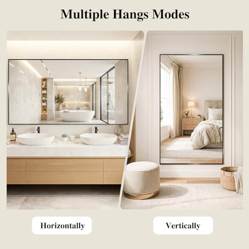 Koonmi Black Mirrors for Wall, 30x40 Inch Bathroom Mirror, Rectangular Wall Mirror for Living Room Bedroom Bathroom, Hangs Horizontally or Vertically
