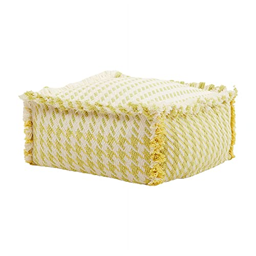 MOCOFO Decoration Cotton Unstuffed Woven Pouf Covers Square Footstool Pouf Ottoman for Living Room,Bedroom,Patio(Yellow,40x40x20cm)