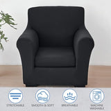 Stretch Sofa Cover Couch Covers, 2-Piece Armchair Cover with Separate Cushion Cover, Washable Soft Spandex Furniture Protector for Living Room(Armchair, Black)