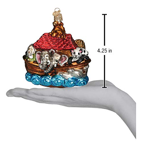 Old World Christmas Spiritual Gifts Glass Blown Ornaments for Christmas Tree Noah's Ark 4.25 Inches