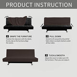 Easy-Going Stretch Futon Slipcover Armless Sofa Cover Furniture Protector Without Armrests Slipcover Soft with Elastic Bottom for Kids, Spandex Jacquard Fabric Small Checks(futon,Chocolate)
