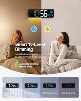 Digital Wall Clock, 16" Large Display Digital Clock with Night Light, Wall Clock with DST, Alarm, LED, Date, Week, Temp for Living Room, Bedroom, Classroom Decor, Birthday Gift for Senior Mom Dad