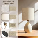 18.5" Table Lamps Set of 2 for Living Room Bedroom, Bedside Lamps for Night Stands, Desk Nightstand Lamp Dimmable, Modern Linen Cream Ceramic Lamps