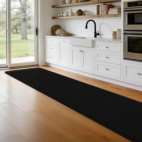 Runner Rug for Hallway, 2x10 Black Washable Non Slip Runner Rug