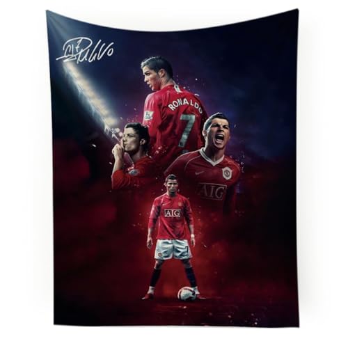 Cristiano Ronaldo World Cup Soccer Tapestry for Teens Fans - Single-Sided HD Fade-Resistant Print, Machine Washable Polyester, 4 Corner Grommets, Indoor WallDecor for Bedroom/Living Room,35.4x47.2 Inches (Red)