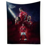 Cristiano Ronaldo World Cup Soccer Tapestry for Teens Fans - Single-Sided HD Fade-Resistant Print, Machine Washable Polyester, 4 Corner Grommets, Indoor WallDecor for Bedroom/Living Room,35.4x47.2 Inches (Red)