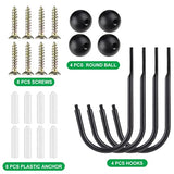 Curtain Holdbacks, 4pcs Curtains Holder Wall Mounted Drapery Tiebacks Retro Window Hook for Home Decor, Matte Black