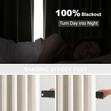 Topfinel 96 Inches Long Pinch Pleated 100% Blackout Curtains,Thermal Insulated Natural Linen Pinch Pleat Viral Drapes with Hooks Rings 2 Panel Sets,Neutral Beige Ivory 8FT Back Tab Window Curtains