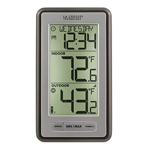 La Crosse Technology Atomic Projection Alarm Clock with Temperature | Wireless Digital Thermometer