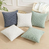 Pallene Summer Cream White Throw Pillow Covers 18x18 Set of 2, Soft Plush Faux Fur Decorative Couch Pillow Covers for Sofa Bed Living Room Pillow Cases with 3D Diamond Pattern