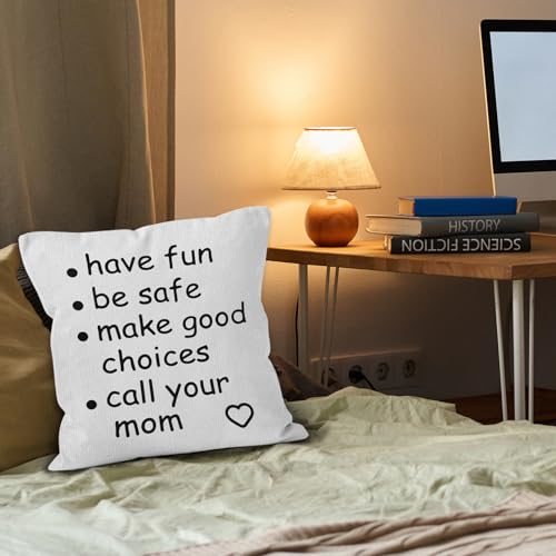 HIWX College Dorm Decor,Funny Have Fun Be Safe Make Good Choices Call Your Mom Decorative 18 x 18 Throw Pillow Cover,Call Your Mom Pillow,Throw Pillows for Dorm Bed Room Student Decor Pillowcase