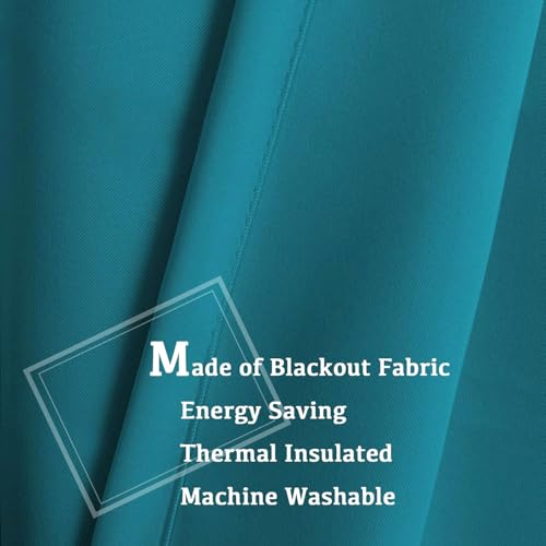 Turquoize Teal Blackout Curtains Themal Insulated Grommet/Eyelet Top Blackout Curtain Drapes for Bedroom Window Treatment Panels Nursery & Infant Care Panels Drapes,2 Panel, 42" W x 84" L, Teal