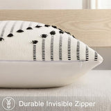 Mecatny Boho Summer Outdoor Throw Pillow Covers 18X18 Set of 2, Farmhouse Decorative Pillow Covers for Couch Sofa Living Room, Black & Cream White