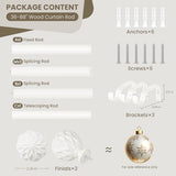 TKZTKZ White Curtain Rods for Windows 36 to 88:Boho Wooden Curtain Rod for Bedroom Livingroom Farmhouse 1 Inch Heavy Duty Adjustable Curtain Rod with Imitation Wood Grain Easy Install,Antique White