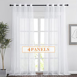 RYB HOME White Sheer Curtains 96 inches Long 4 Panels Set for Living Room, Light Filtering Voile Window Drapes with Grommet for Bedroom, W 54" x L 96"