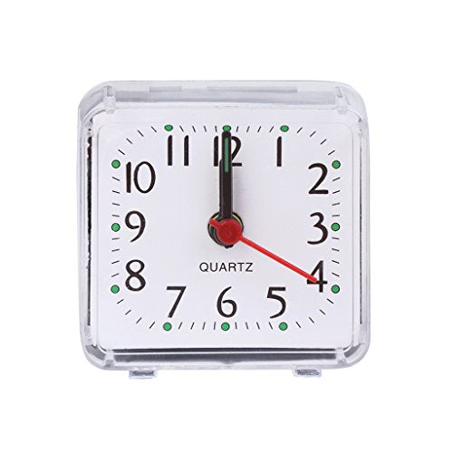 Mini Square Alarm Clock Mute Analog Non Ticking Battery Operated Clocks for Children Boys Girls Birthday Gift Attachment Natural Light Alarm Clock