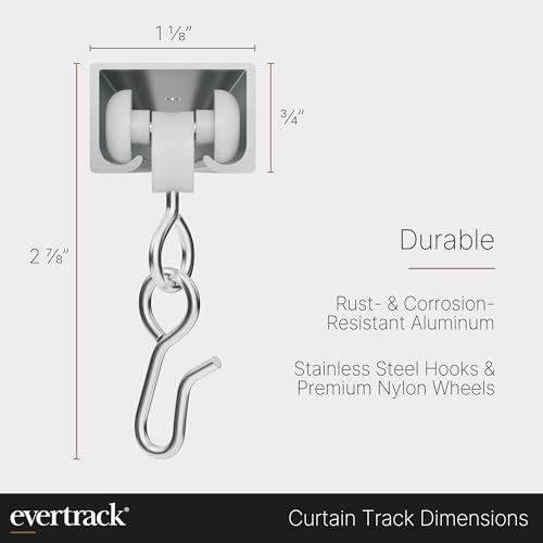 Curtain Track - Ceiling Mounted Curtain Rail for Curtains, Drapes, and Room Dividers - USA Made - Small+ (12 Feet), Pure White