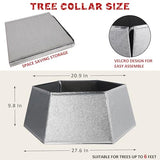 Blissun Fabric Christmas Tree Collar, Hexagonal Christmas Tree Ring, Glittering Willow Christmas Tree Skirt for Tree Decorations (Glitter Silver)