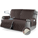 TAOCOCO 100% Waterproof Oversized Loveseat Recliner Cover, Non Slip Split Couch Covers for Reclining Loveseat with Elastic Straps for Kids Pets(Oversized 2 Seater, Chocolate)