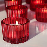 Ribbed Red Tealight Candle Holder for Christmas Valentine Decorations