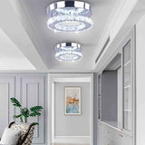 7.9" K9 Crystal LED Chandelier Flush Mount Ceiling Light, Cool White | K9 crystal 7.9“ in low-profile flush mount cool white LED for hallway foyer closet bedroom indoor hardwired