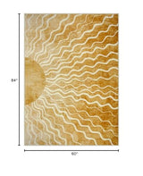 Wonnitar Sun 5x7 Area Rug, Boho Ombre Yellow Bedroom Rug Machine Washable Carpet, Ultra Thin Soft Non Slip Mid Century Nursery Carpet for Kids Room Living Room Playroom Classroom Decor