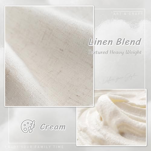 UHITECH Black Out Curtains 54 Inch Long Linen Blackout Curtains for Bedroom Short Cream Drapes for Living Room Thermal Insulated 2 Panels Set (52W x 54L)