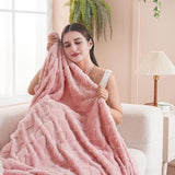 Pink Fleece Throw Blanket for Couch Sofa 50”x60” with Diamond Checkered | Microfiber Flannel, Lightweight Plush Soft Cozy, Gifts for Women Mom