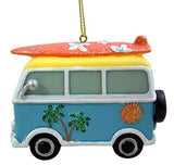 Tropical Beach Theme Hippy Van with Surfboard Hanging Christmas Tree Ornament, 3 1/2 Inch