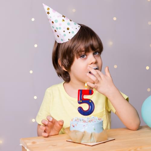 Boys and Girls Red and Blue Digital Birthday Candles, Birthday Cake Party Decorations, Cartoon Game Theme Party Decorations, Children's Party Supplies(5)